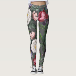 Leggings Lujoso romance floral patrón rojos verano
