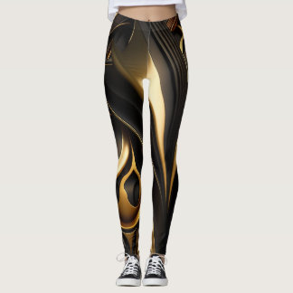 Leggings Lujosos remolinos de oro y negro