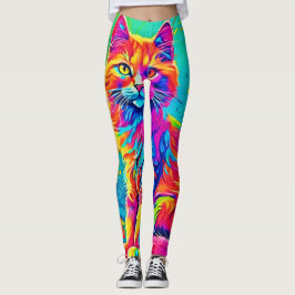 Leggings Luminosa Línea: Un gato neón colorido
