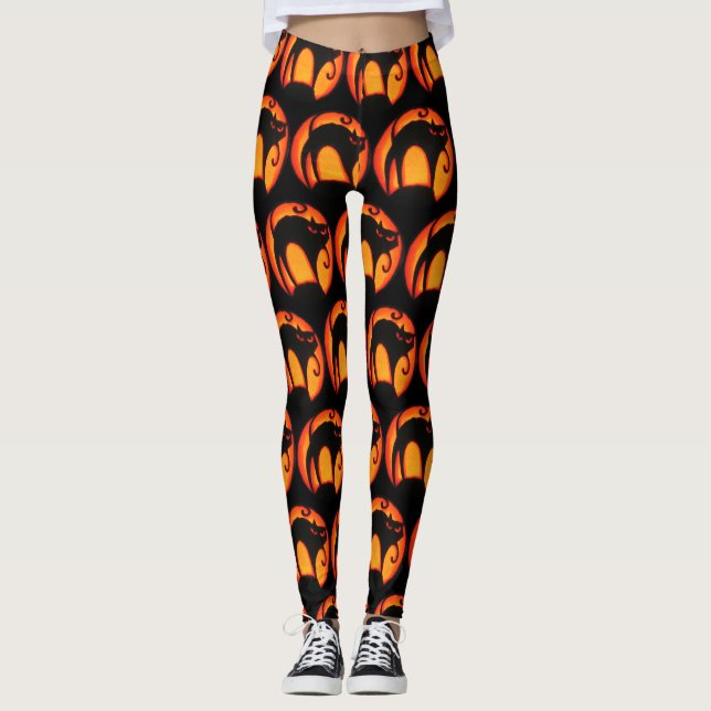 Leggings Luminosas lunas y espeluznantes piernas de Hallowe (Anverso)