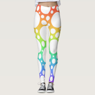 Leggings Luminosas piernas de punto de la polca arcoiris