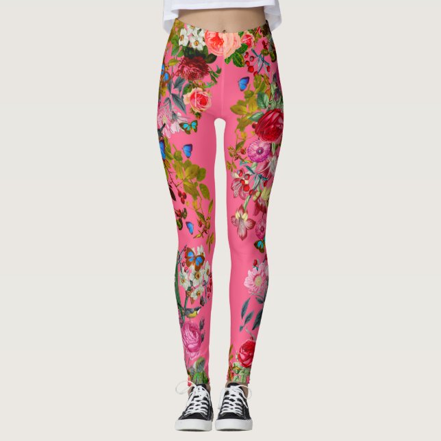 Leggings Luminosas piernas de Rosa rosa Vintage (Anverso)