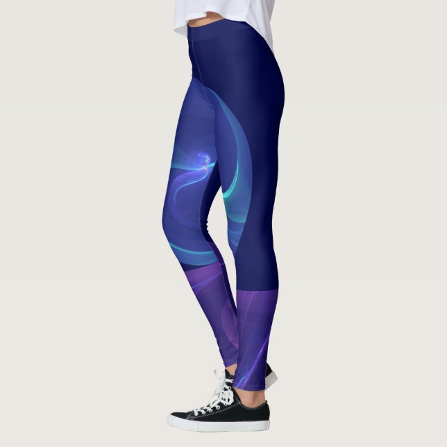 Leggings Luminoso sueño morado azul abstracto arte fractal (Izquierda)