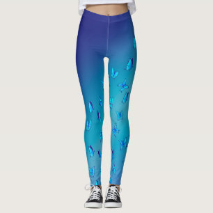 Leggings Luna azul abstracta y mariposas