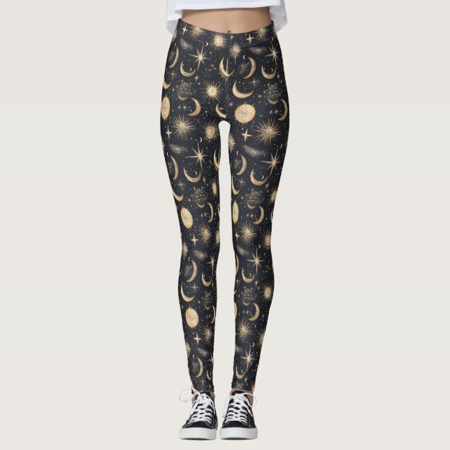 Leggings Luna de Sol Celestial y Cielo Nocturno de Estrella (Anverso)