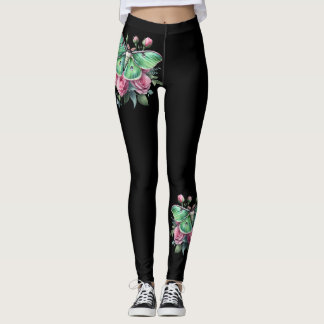 Leggings Luna Moth and Flowers