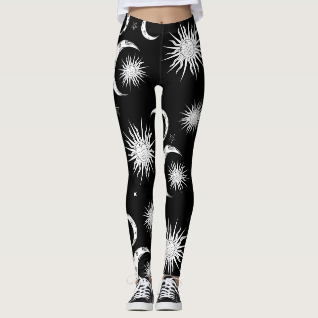 Leggings Luna y estrellas de Sol Británico y Negro (Anverso)