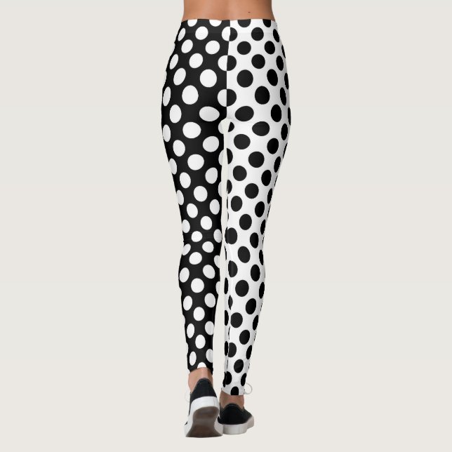 Leggings Lunar blanco y negro de los contrarios del espejo (Reverso)