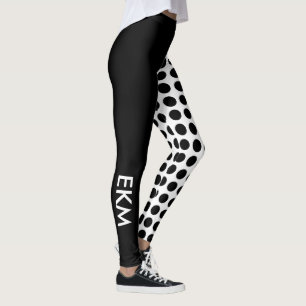Leggings Lunar blanco y negro intrépido y monograma sólid