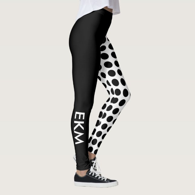 Leggings Lunar blanco y negro intrépido y monograma sólido (Derecha)