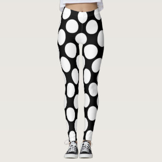 Leggings Lunares blancos grandes en negro