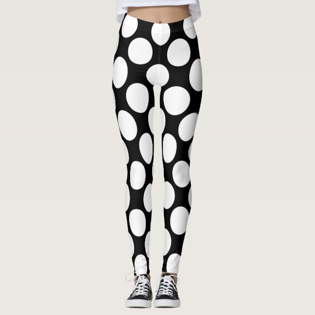 Leggings Lunares blancos grandes en negro (Anverso)