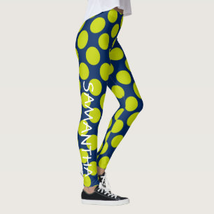 Leggings Lunares de la verde lima en los azules marinos