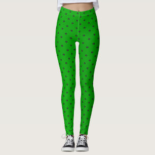 Leggings Lunares de la verde lima y del negro