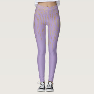 Leggings Lunares Rayas Confeti Dorado Purpura Glam
