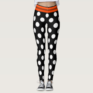 Leggings Lunares retros negros y blancos con la raya