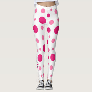 Leggings Lunares Rosa Brillante Nombre Personalizado y Mono