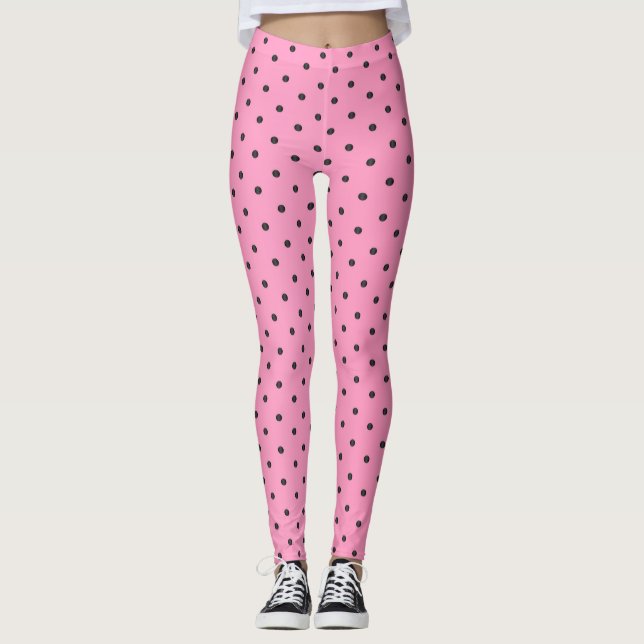 Leggings Lunares rosados y negros bonitos (Anverso)