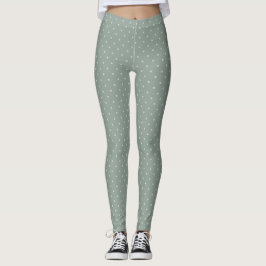 Leggings Lunares Verde Menta y Gris Suave Patrón de Lunares