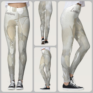 Leggings Lunaria Dólar de Plata Floral Blanco Chic