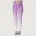 Leggings lustrador monocromático<br><div class="desc">elegante purpurina blanco y violeta. Las características de texto se pueden personalizar.</div>