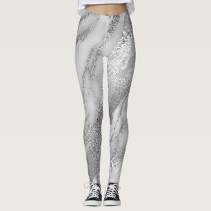 Leggings Lux abstracto mínimo de mármol del gris de plata