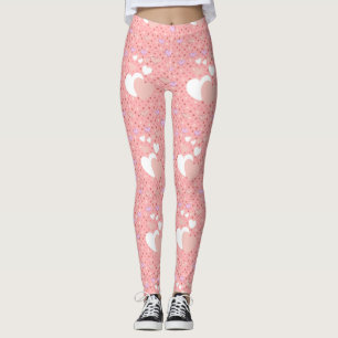 Leggings Luxe pink hearts vibrant romantic wallpaper
