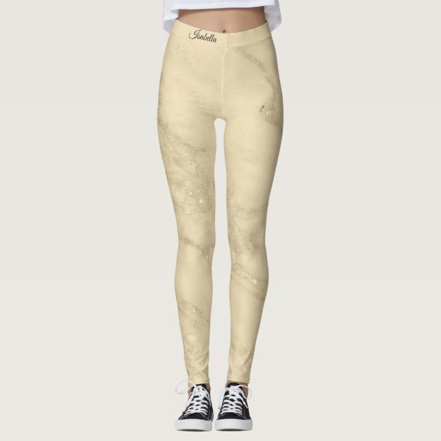 Leggings Luxury Champagne Purpurina Gold Marble Añadir text (Anverso)
