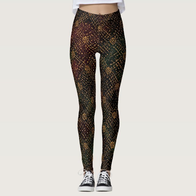 Leggings Luxury, Christmas Pattern, Gold Merry Christmas (Anverso)