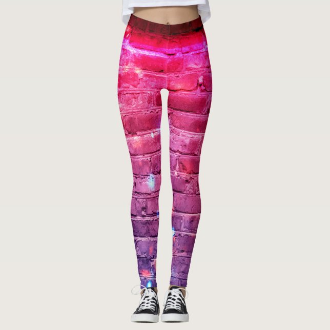 Leggings Luz de neón: pared de ladrillo vacío. (Anverso)