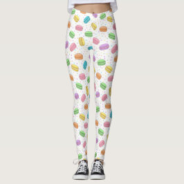 Leggings Macarons Franceses Pastel con Patrón de Comida Kaw