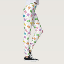 Leggings Macarons Franceses Pastel con Patrón de Comida Kaw