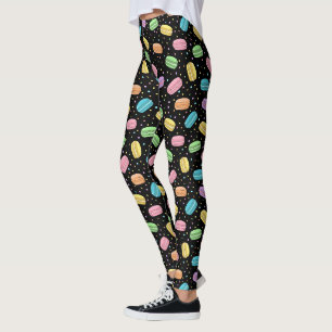 Leggings Macarons Franceses Pastel Patrón de Comida Kawaii