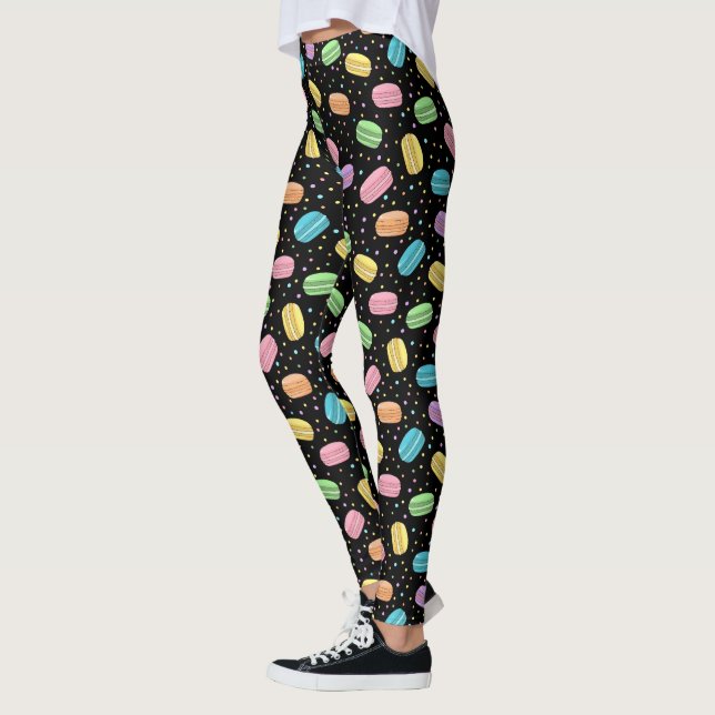 Leggings Macarons Franceses Pastel Patrón de Comida Kawaii (Izquierda)
