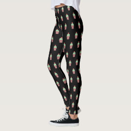 Leggings Maceta De Cactus Lindo Patrón Botánico Florido