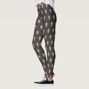 Leggings Maceta De Cactus Lindo Patrón Botánico Florido