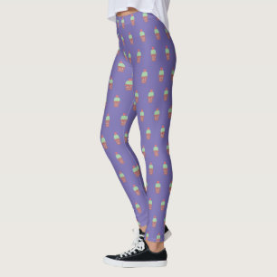 Leggings Maceta De Cactus Lindo Patrón Botánico Florido 