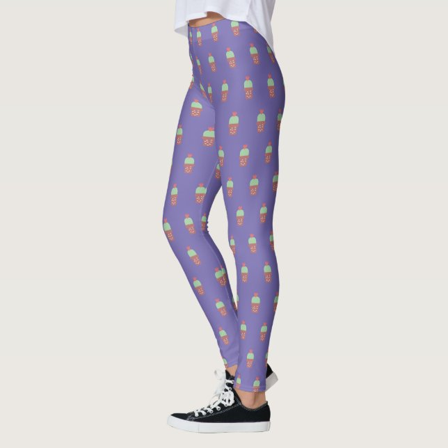 Leggings Maceta De Cactus Lindo Patrón Botánico Florido  (Izquierda)