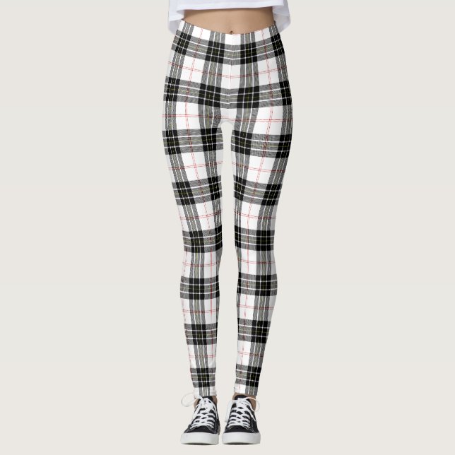 Leggings MacPherson tartan blanco negro plaid (Anverso)
