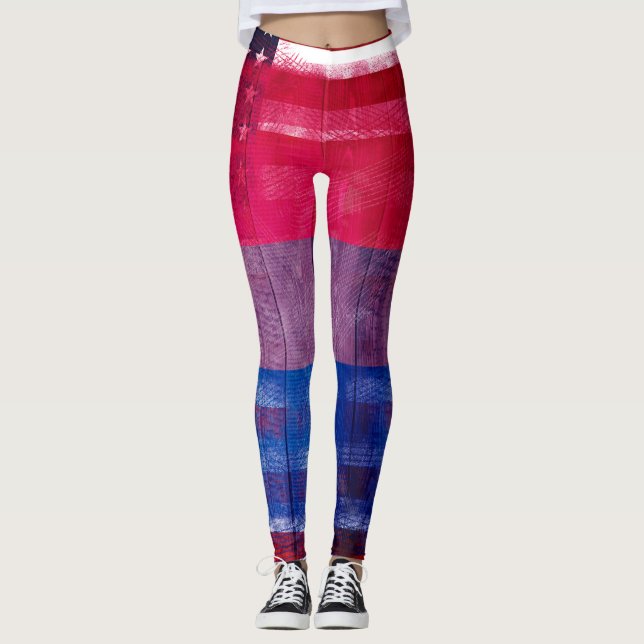 Leggings Madera bisexual americana y Paintstrokes de la (Anverso)