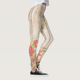 Leggings Madera de Rosas Rústicos Vintage