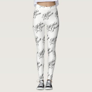 Leggings Madre de las piernas de Groom - Negro sobre blanco