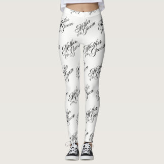 Leggings Madre de las piernas de Groom - Negro sobre blanco