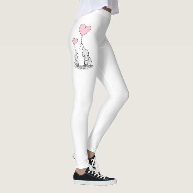 Leggings Madre y bebé elefantes con globos de corazón (Derecha)