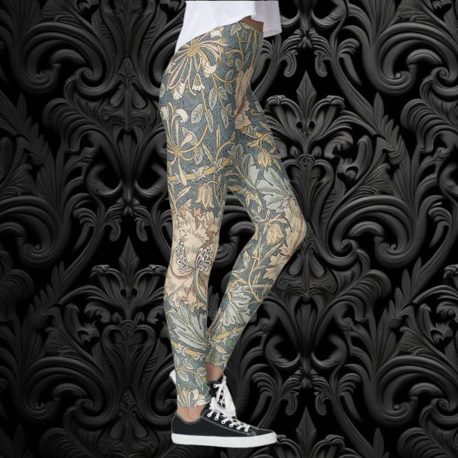Leggings Madreselva de William Morris, Arte de Flores Vinta (Honeysuckle by William Morris, Vintage Flowers Art Leggings)