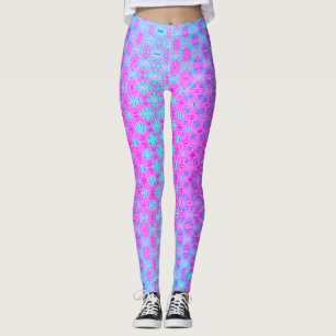 Leggings Magenta, azul cielo y geométrico de la marina