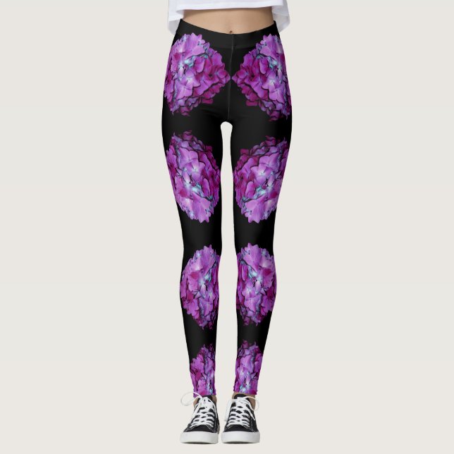 Leggings Magenta Hydrangeas (Anverso)