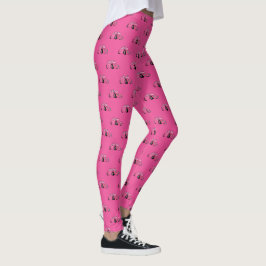 Leggings Magenta Pink Retro Classic Car Pattern