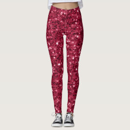 Leggings Magenta roja rosa oscuro rompe con purpurinas