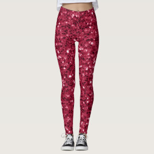 Leggings Magenta roja rosa oscuro rompe con purpurinas